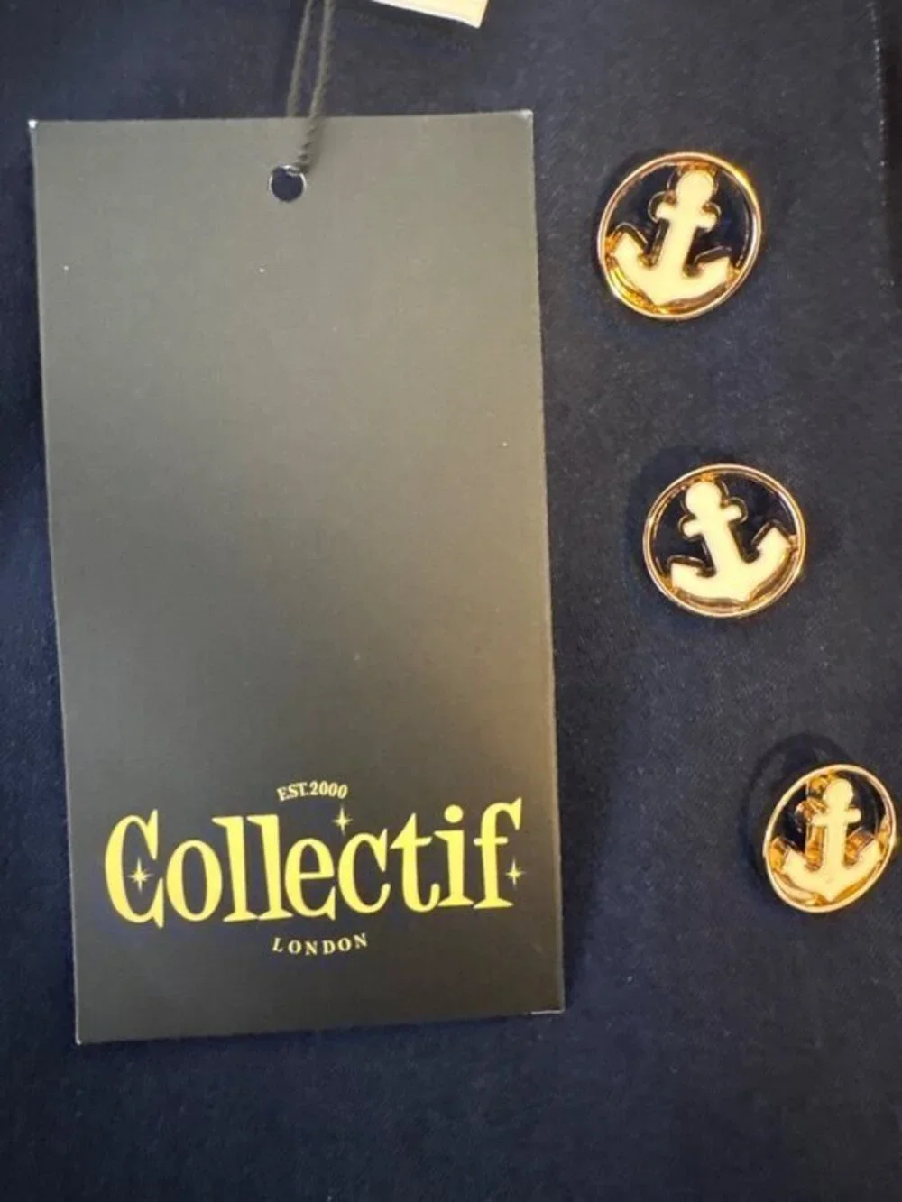 New Collectif London Vintage Retro Jean Size 6 Navy Sailor Button Wide-Leg Pants